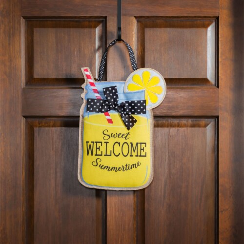 Evergreen Sweet Summertime Burlap Door Decor, 13.5x17.5 H Perspective: bottom