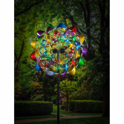 Evergreen 84 H Wind Powered Lighted Wind Spinner, Multicolor Flower