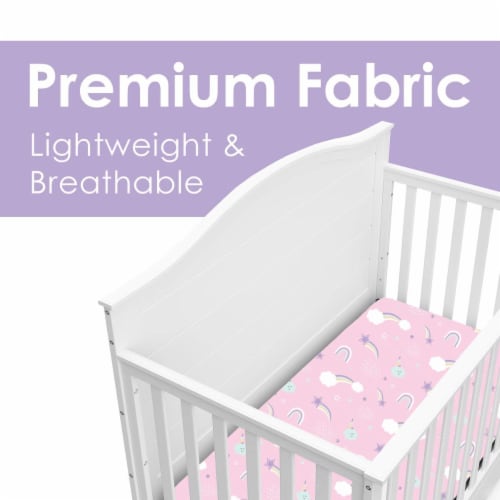 Baby Crib Sheets 3-Pack | Soft & Stretchy Jersey Cotton Fitted Crib Sheet | Unicorn Rainbow Perspective: bottom