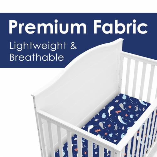 Baby Crib Sheets 3-Pack | Soft & Stretchy Jersey Cotton Fitted Crib Sheet | Whale Turtle Sea Perspective: bottom