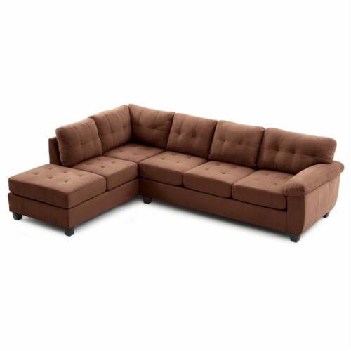 Glory Furniture Gallant Microsuede Sectional in Chocolate Perspective: bottom