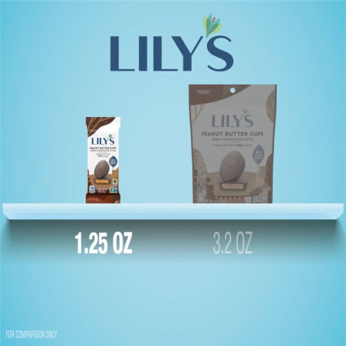 LILY'S Dark Chocolate Style Peanut Butter Cups No Added Sugar Sweets Pack Perspective: bottom