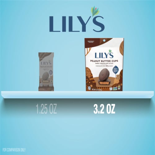 LILY'S Dark Chocolate Style No Sugar Added Peanut Butter Cups Sweets Bag Perspective: bottom