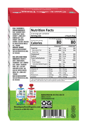 Once Upon a Farm™ Smart Blend Bananas for Apples and Greens and Ras-Pear-Y Kale Organic Snack Pouch Perspective: bottom