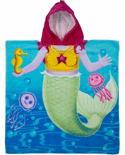 Dawhud Direct  Mermaid and Friends  Poncho Beach Towel for Kids Perspective: bottom