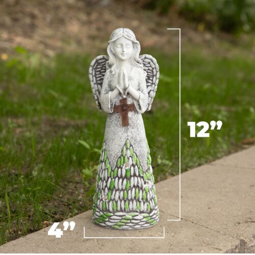 Praying Angel with Cross Solar Powered LED Outdoor Decor Garden Light Perspective: bottom