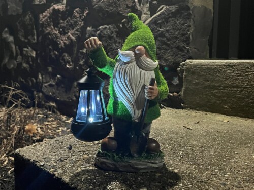 Solar lighted garden gnome stakes deals