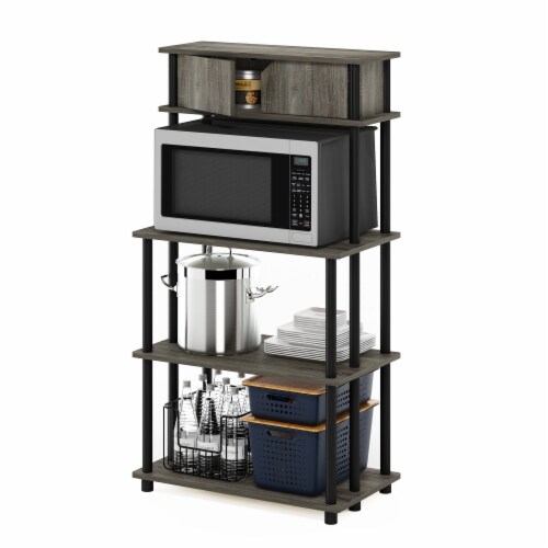 Turn-N-Tube Toolless Storage Shelf With Top Cabinet, French Oak Grey/Black Perspective: bottom