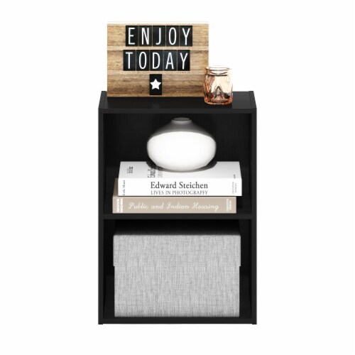Furinno Luder 2-Tier Open Shelf Bookcase, Blackwood Perspective: bottom
