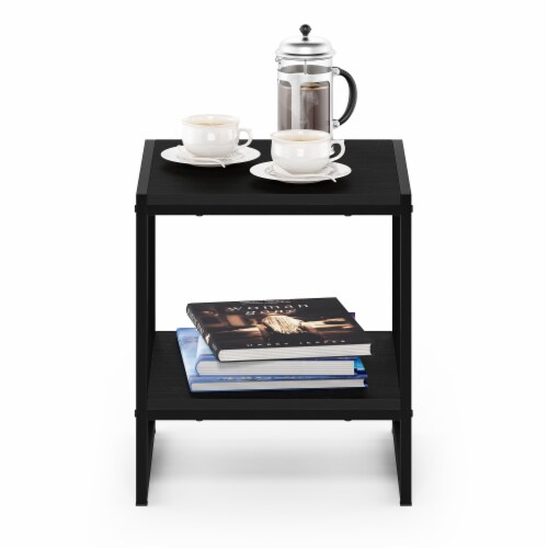 Furinno Romain 2-Tier Tall End Table, Espresso Perspective: bottom