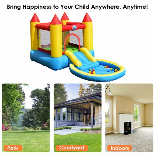 Inflatable Bounce House Kids Slide Jumping Castle Bouncer w/Pool and 480W Blower Perspective: bottom