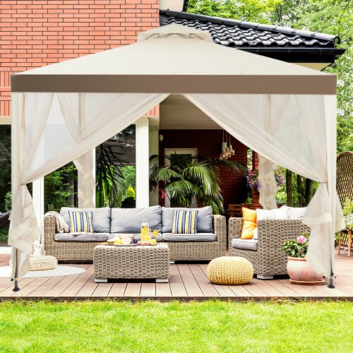 Gymax 10'x 10' Canopy Gazebo Tent Shelter Mosquito Netting Outdoor Patio Perspective: bottom
