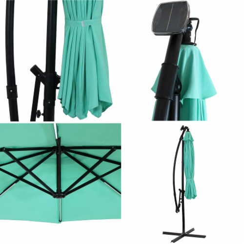 Sunnydaze 9.5 ft Solar Cantilever Offset Patio Umbrella - Seafoam Perspective: bottom