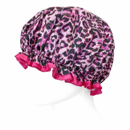 Wrapables Stylish Double Layer Waterproof Shower Caps (Set of 4), Animal Print & Dots Perspective: bottom