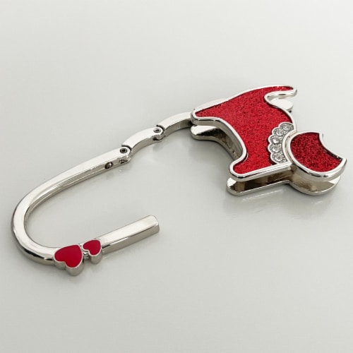 Wrapables Stylish Purse Hook Hanger, Foldable Handbag Table Hanger, Red Cat Perspective: bottom
