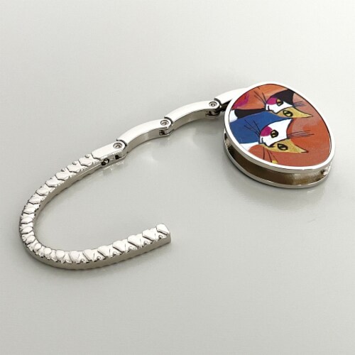 Wrapables Stylish Purse Hook Hanger, Foldable Handbag Table Hanger, Two Cats Perspective: bottom