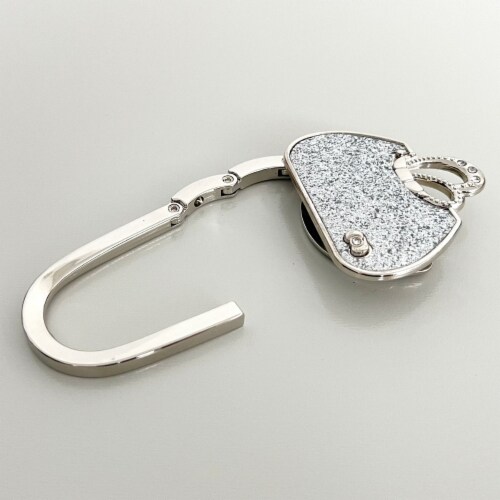 Wrapables Stylish Purse Hook Hanger, Foldable Handbag Table Hanger, Silver Handbag Perspective: bottom