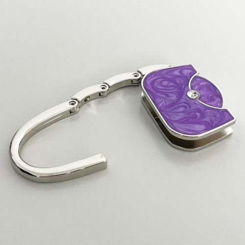 Wrapables Stylish Purse Hook Hanger, Foldable Handbag Table Hanger, Purple Baguette Perspective: bottom