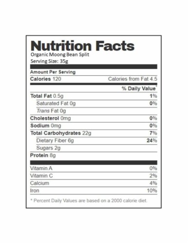 Organic Moong Split With Husk (Green Mung Bean Split) - Usda Certified Perspective: bottom
