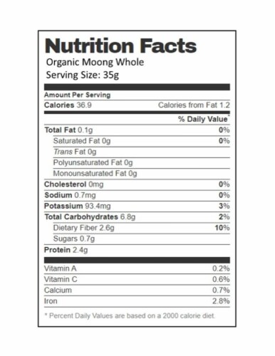 Aiva Organic Moong Whole (Green Mung Bean) - Usda Certified 4 lb Perspective: bottom