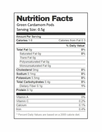 Aiva Green Cardamom Pods (Hari Elaichi) 3.5 oz Perspective: bottom