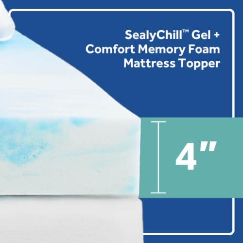 SealyChill™ 4" Gel-Infused Memory Foam Queen Mattress Topper Perspective: bottom