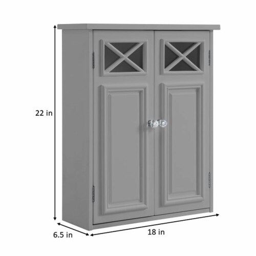 Elegant Home Fashions Bathroom Wall Cabinet With Two Doors Grey Dawson EHF-6810G Perspective: bottom