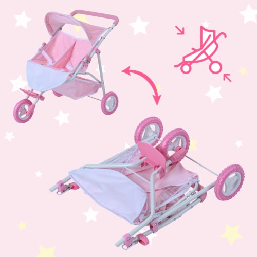 Twinkle Stars Princess Baby Doll Twin Jogging Stroller Pretend