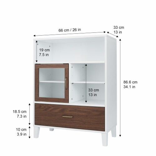 Elegant Home Fashions Wooden Bathroom Floor Storage Cabinet Space Saver Organizer, Walnut Perspective: bottom