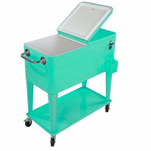 Home Aesthetics Retro 80Qt Quart Rolling Cooler Cart Ice Chest Patio Outdoor Portable Seaf Perspective: bottom