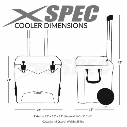 Xspec 45 Quart Towable Roto Molded Ice Chest Outdoor Cooler with Wheels, Sand Perspective: bottom