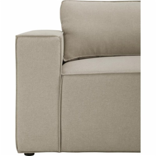 Elson Beige Loveseat with 4 Pillows in Beige Linen Fabric Sofa Couch Perspective: bottom