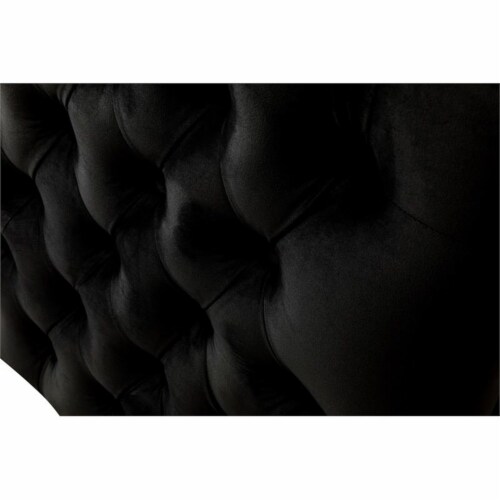 Bayberry Black Velvet Fabric Loveseat Couch with 2 Pillows Perspective: bottom