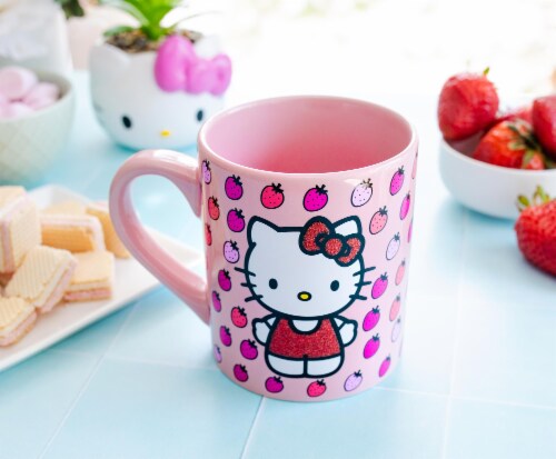 Hello Kitty 802076 Hello Kitty Strawberries Glitter Ceramic Mug - 14 oz Perspective: bottom