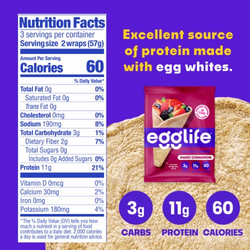 Egglife Sweet Cinnamon Egg White Wraps Perspective: bottom
