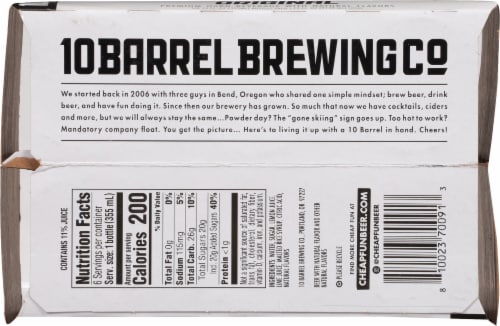 10 Barrel Brewing Co. Pub Ice Original 6 Pack / 12 fl oz Bottles Perspective: bottom