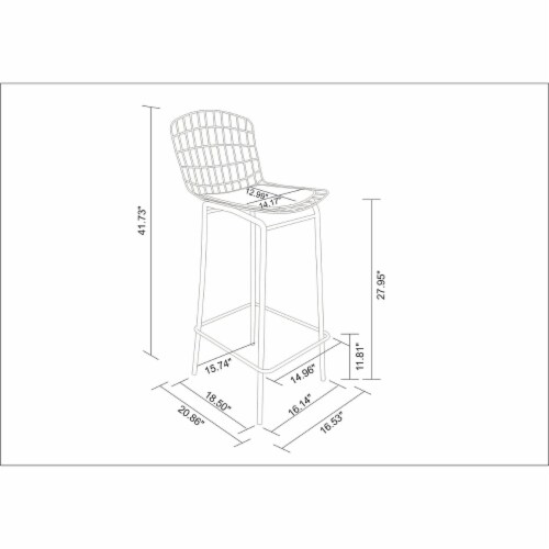 Madeline 41.73   Barstool, Set of 2 with Seat Cushion in Rose Pink Gold and White Perspective: bottom