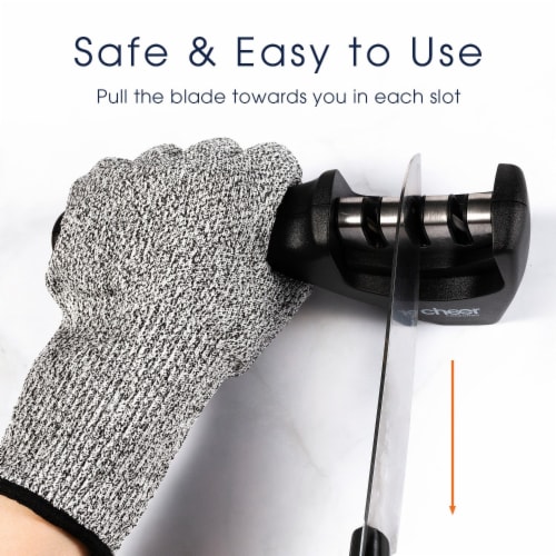 Kitchen Knife Sharpening Tool with Cut-Resistant Glove Included Perspective: bottom
