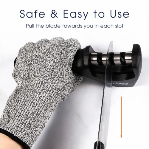 Kitchen Knife Sharpening Tool with Cut-Resistant Glove Included Perspective: bottom