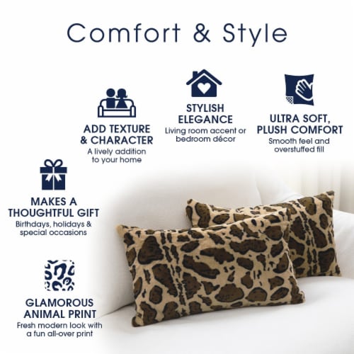 Cheer Collection Set of 2 Leopard Print Soft Velvety Faux Fur Decorative  Lumbar Couch Pillows, 1 - Kroger