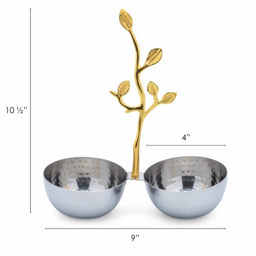 Aisle26 Shiny Stainless Steel Serving Bowl with Gold Decorative Handles Perspective: bottom
