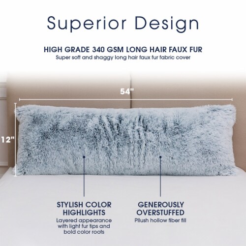 Cheer Collection Shaggy Long Hair Plush Faux Fur Lumbar Accent Pillows - 12  x 20 - Set of 2, 1 - Fry's Food Stores