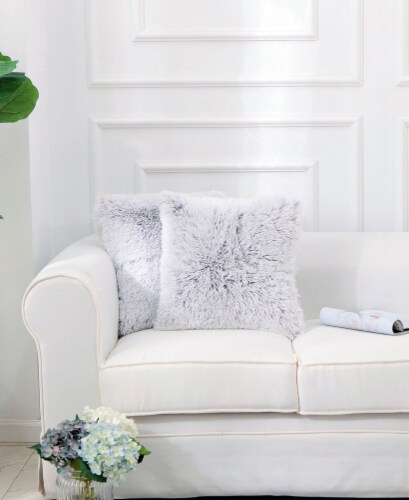 Cheer Collection Shaggy Long Hair Plush Faux Fur Accent Pillows - 20 x 20 inches - Set of 2 Perspective: bottom