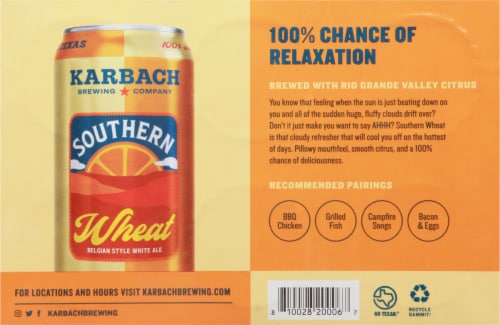 Karbach Southern Wheat Belgian Style White Ale Perspective: bottom