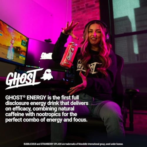 Ghost Zero Sugar Bubblicious Strawberry Splash Energy Drink Can Perspective: bottom