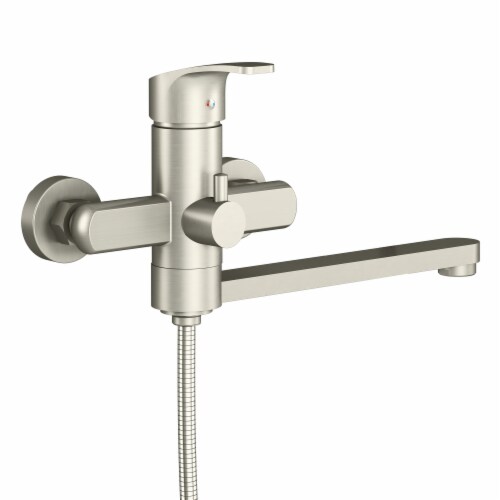 PULSE ShowerSpas Brushed-Nickel Wall Mounted Tub Filler Perspective: bottom