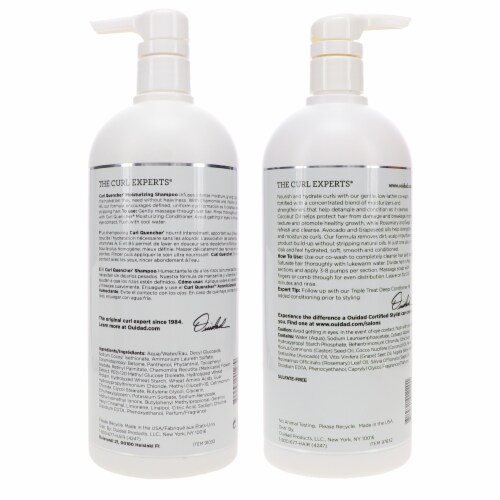Ouidad Curl Quencher Moisturizing Shampoo 33.8oz & Curl Immersion Low-Lather Coconut Cleansin Perspective: bottom