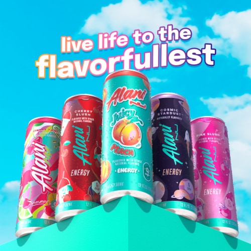 Alani Nu Juicy Peach Energy Drink Can Perspective: bottom