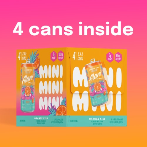 Alani Nu Mini Orange Kiss Sugar Free Energy Drink Cans Perspective: bottom