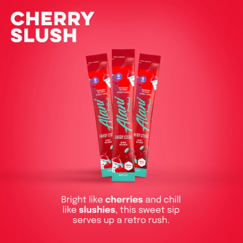 Alani Nu Zero Sugar Cherry Slush Energy Drink Mix Packets Perspective: bottom